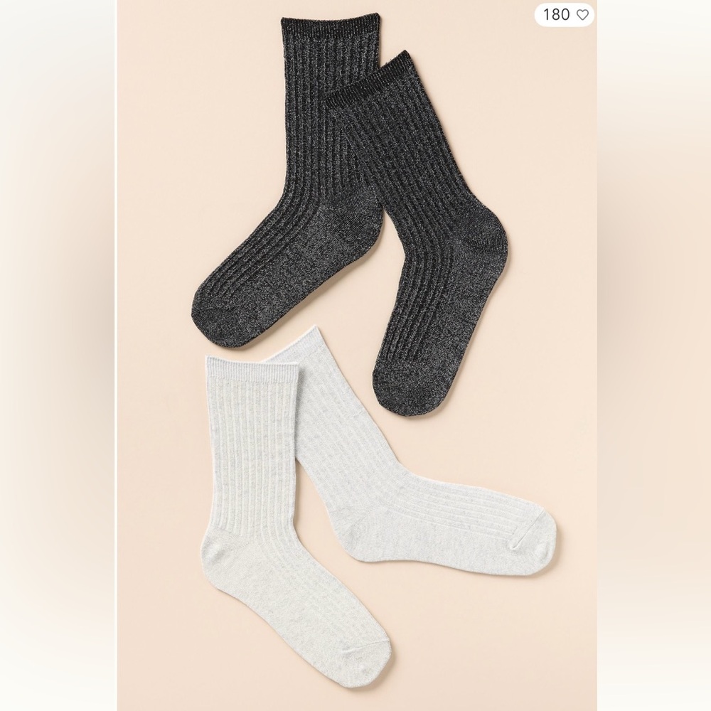 Anthropologie Ribbed Lurex Trouser Socks, Set of 2